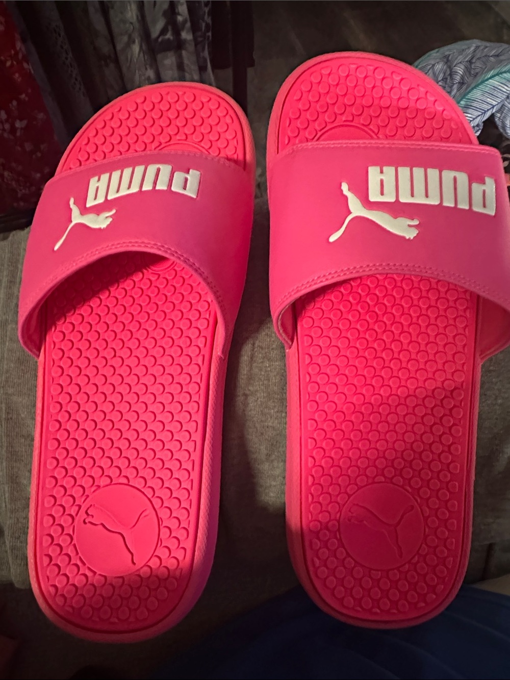 Puma Hot Pink Logo Slide Sandals